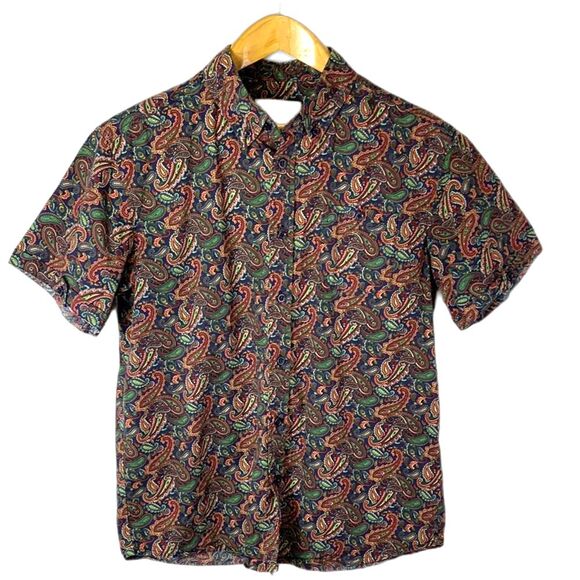 Profound Aesthetic Colorful Paisley Short Sleeve Button-Down Shirt Size M - Picture 2 of 12